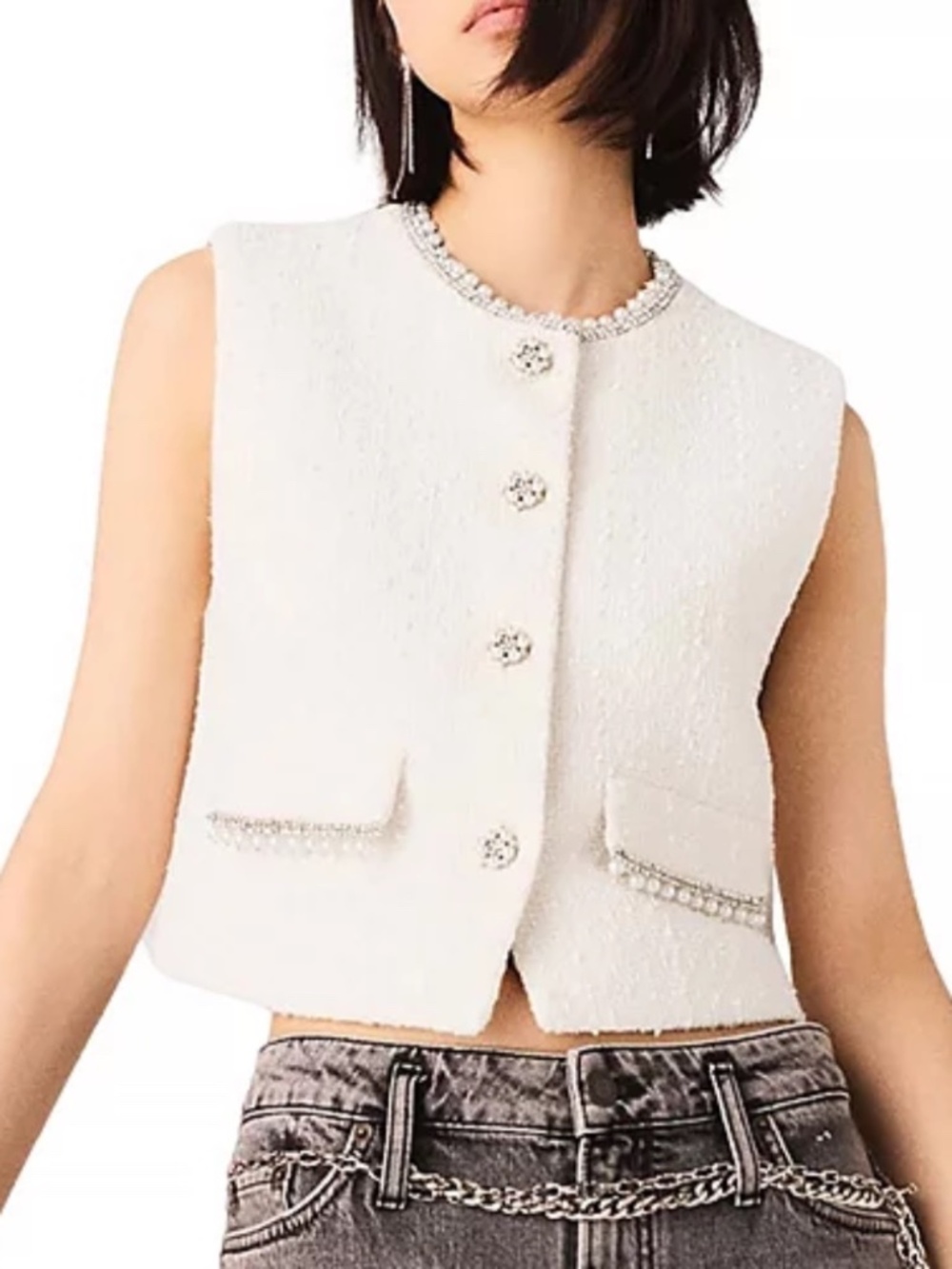 Laderisso Beaded Tweed Vest